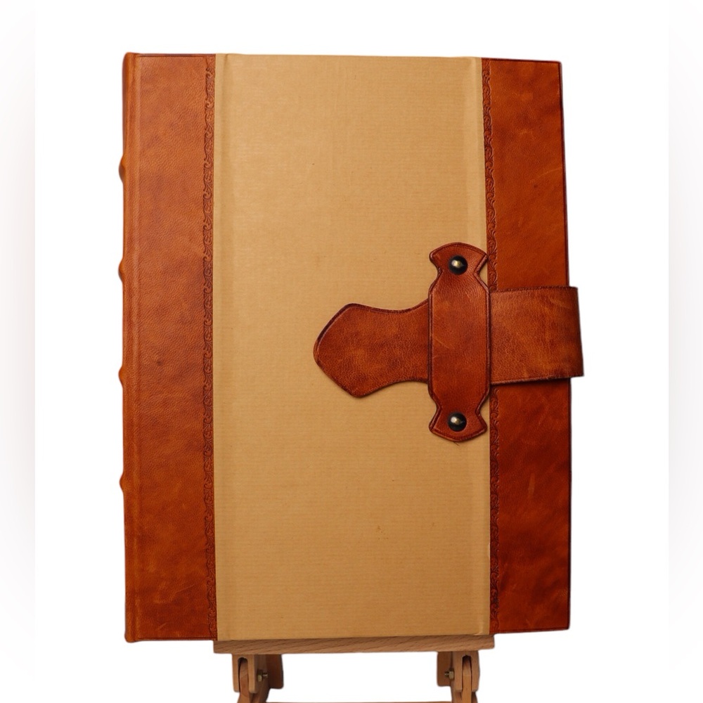 Vintage Exposures Italian Leather Bound Photo Album Scrapbook